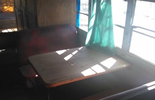 Carson Cabin | 1-bedroom cabin @ Bus hostel bus #1 one queen bed and one bunk bed. Sleeps 2