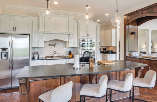 Van Buren County House | 2-Story Dock & Deck at Huge Family Home in Doyle!