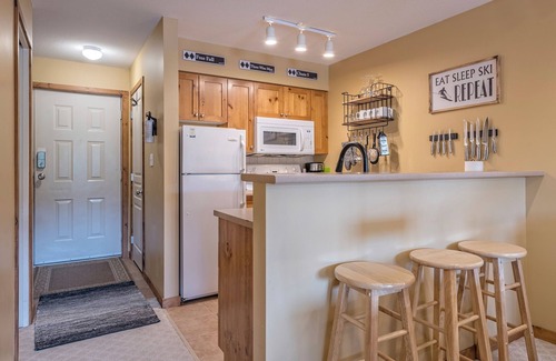 Silver Star Mountain Condo | Affordable Creekside Condo with Balcony Great views with BBQ - Pet Friendly Too!