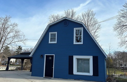 Milford Apartment | All new upper barn Landscaping on Huron River covered gazebo parking picnic area