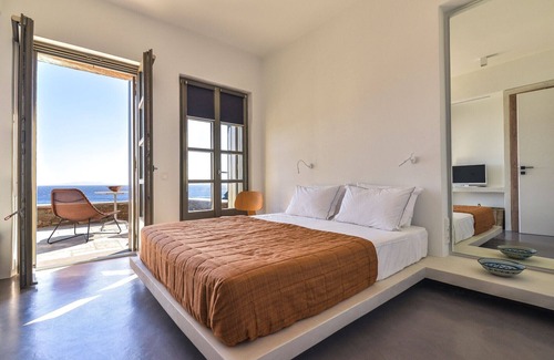 Agios Romanos House | Alluring Tinos See Front Suite | Myrrini Suite | Breathtaking Sea Views | Private Furnished Terrace | Pet Friendly | Shared Outdoor Pool | Prime Location | Agios Romanos