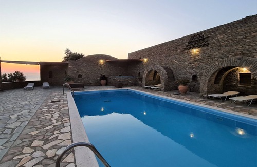 Megas Yialos-Nites House | Andros Serenity-Adults Only-Sea view-pool/jacuzzi stone residence