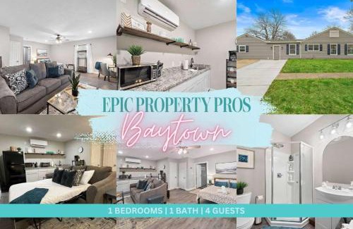 Baytown Apartment | Baytown Private Studio Apartment covered patio Sleeps 4 by the bay skate park main street water park