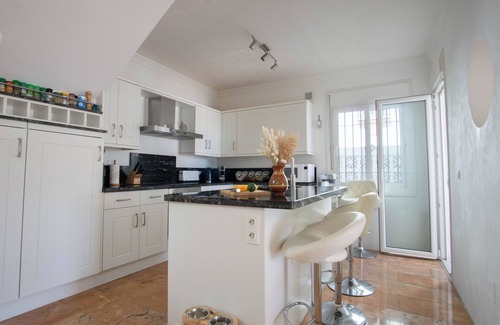 Punta Lara House | Beachfront villa for 6 in Nerja Punta Lara with private pool, sea and garden views. Mountain view