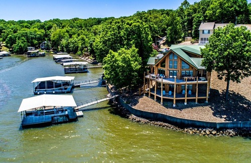 Sunrise Beach House | Beautiful Lakefront Lodge w/Private Dock and Amazing 180 View from Two Decks