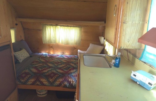 Saddlestring House | Blue Shasta, Rustic Blue Shasta RV