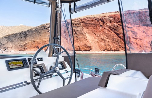 Vlychada Boat Rental | Boat 'Catamaran B-happy Bali' with Sea View and Air Conditioning