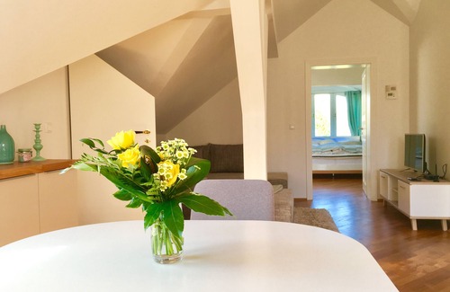 Eutritzsch Apartment | Bright modern attic with park view and air conditioning