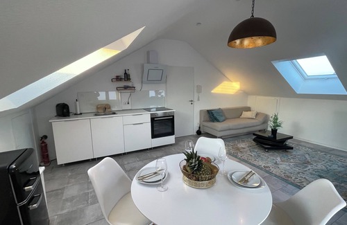 Karthause Condo | Bright, spacious attic apartment.