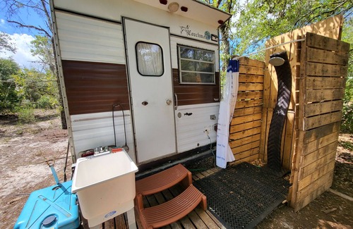 Citrus Springs Cabin | Camp in our Vintage 70's Tiny Camper with Central A/C and Heat