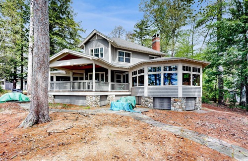 Meredith House | Captivating waterfront home with private dock & beach, lake views