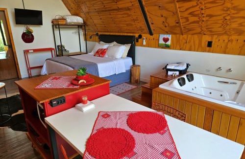 Campo Alegre Ski Chalet | Chalé com hidro e lareira l Chalé Vermelho