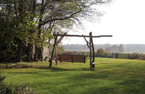 gmina Rusiec House | Charming wooden house with fireplace on a fencedPlot, lake in a walking distance