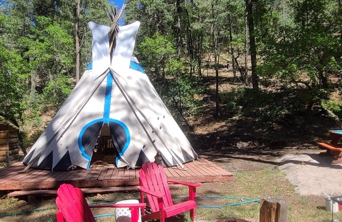 Mayhill RV Rental | Cloudcroft Area Glamping Tipi Mountains Forest Trees Hiking