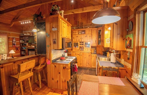 West Jefferson Cabin | Creekside Escape Private Log Home on Rushing Creek
