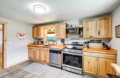 Piney Creek Cabin | Deck & Scenic View: Historic Cabin in Piney Creek!