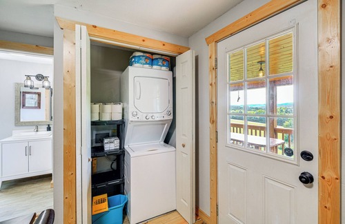 Piney Creek Cabin | Deck & Scenic View: Historic Cabin in Piney Creek!