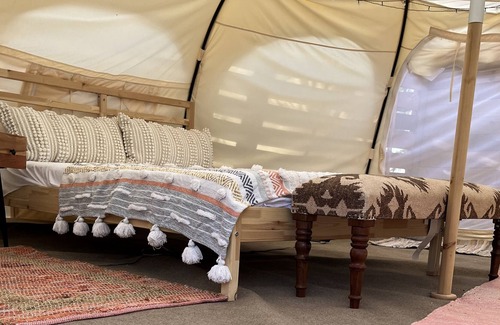 Royse City RV Rental | Delightful Belle Tent on 10 Acres With Private Outdoor Shower!