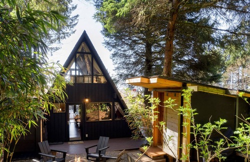 Arch Cape Cabin | Dog-friendly A-frame with hot tub, fireplace, grill, & firepit - walk to beach
