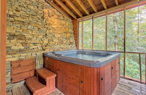 Sautee Nacoochee Cabin | Dog-friendly, two story cabin in woods w/screened-in deck, hot tub, pool table