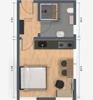 Meppen Apartment | EcoCube 441 - 1Wohnküche, Backofen, TV, Parkplatz