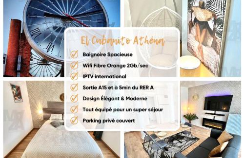 Cergy Apartment | El Cubanito Athéna - Résidence de Standing - 2 Chambres - Parking Privé - Gare à 8 min