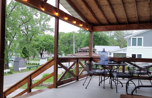 Shipshewana House | Enjoy the view from relaxing deck overlooking the lake. Water fun and sun.