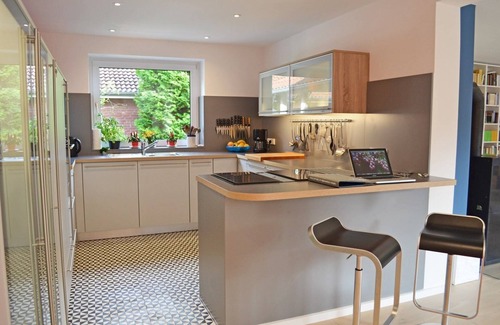 Ulsnis House | Enjoy your relaxing vacation in our ultra-modern bungalow "Schleiglanz" with high-quality furnishings and wood-burning stove, only 300 meters from the Schlei in a quiet location on the edge of the forest