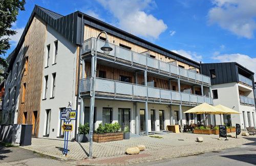 Harrachov Apartment | ENJOYHARRACHOV - Atraktivní slunný klimatizovaný apartmán 14 v centru Harrachova se saunou, parkováním, Wifi-WLAN, SAT, herní konzolí, PC s win 10, Netflix zdarma a možností dobíjení auta s jedinečným výhledem na Čertovu horu se skokanskými můstky