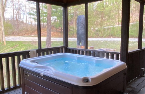 Denniston Cabin | Extra Nice Cabin 2 Fully Furn. Rooms+Hot Tub~Wi-Fi~ Barley the Bear; WWoods,LLC