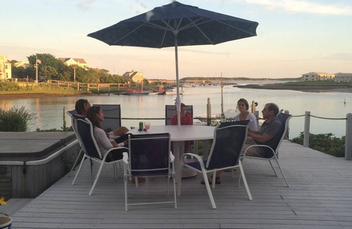 West Yarmouth House | Fabulous water front home with private dock, swimming, beach, fire pit, Hot Tub
