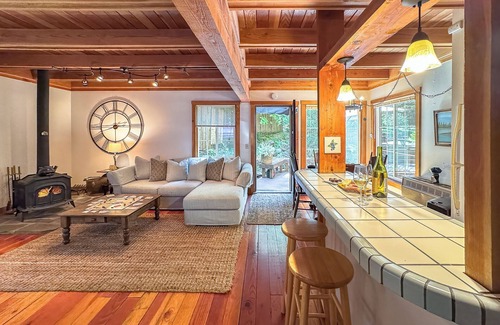 Guerneville House | Fern Woods~Rustic Redwood Cabin with Sweeping Decks! HotTub/WiFi/Pup