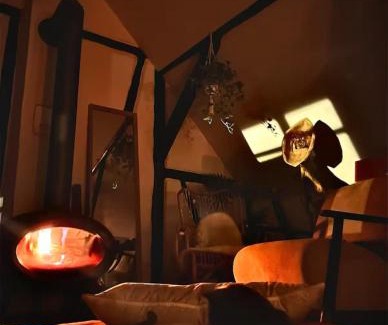 Pellenz Apartment | Gemütliches Dachzimmer mit Kamin