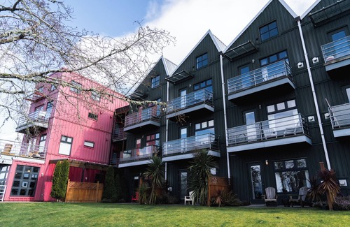 Tofino Condo | Goodview Suite - licensed waterfront studio with a fireplace and patio