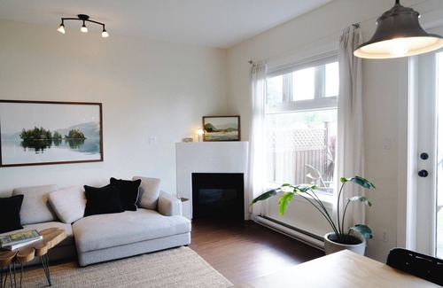 Tofino Condo | Goodview Suite - licensed waterfront studio with a fireplace and patio