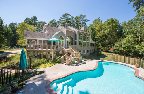 Lancaster House | Great home for holidays! Large kitchen, firepit & hot tub, beautiful water views