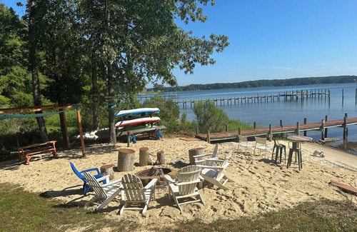 Lancaster House | Great home for holidays! Large kitchen, firepit & hot tub, beautiful water views