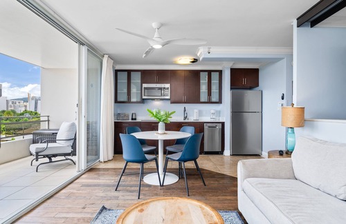 Waikiki Condo | Heart of Waikiki With Partial Ocean View! Washlet! AC, FREE Parking, Wi-Fi