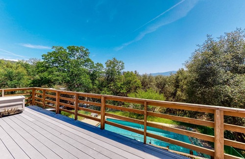 Oakhurst House | Hillside home w/large private outdoor pool, gas grill, wood fireplace, & W/D