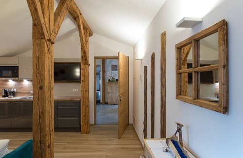 Parcines Apartment | Historic yet Modern Apartment with Terrace, Views, Wi-Fi, Parking and Pets Allowed