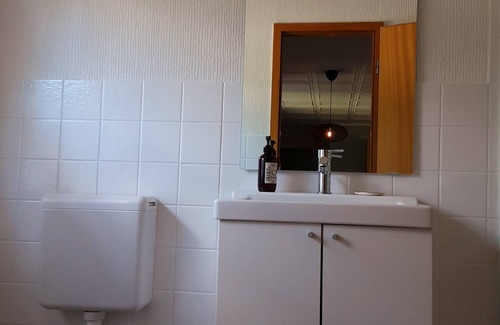 Bad Sachsa House | Hochwald- Spacious room with private shower, toilet, fridge, coffee/tea.