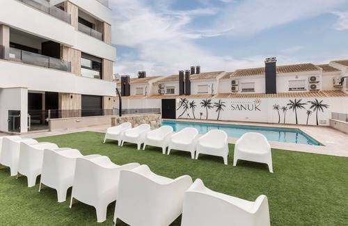 Santiago de la Ribera Apartment | Holiday Apartment "Senika" with Mountain View, Shared Pool & Wi-Fi