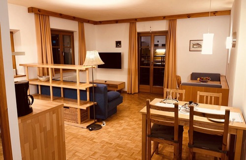 Castelrotto Apartment | Holiday Apartment 'Residenz Zirmer Wohnung Feuer' with Mountain View, Shared Garden and Wi-Fi