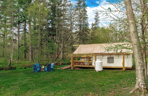 St Croix Falls RV Rental | Huge tent with AC at Big Rock Creek