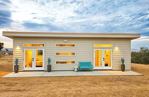 Landers House | Joshua Tree Dome & Guest House - Heated Pool, Hot Tub, Yoga Patio, EV Charger