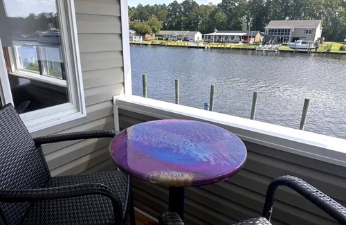 Coinjock Apartment | Knot One- Balcony View of ICW- Dog Friendly!