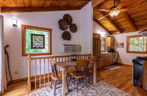 West Jefferson House | Knotty Pine - pet friendly on New River, outdoor fireplace