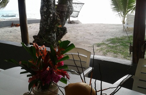 Mahe Island Villa | "L'Escapade Beach Villa" Seychelles, nestled on white sand beach, palms and sea