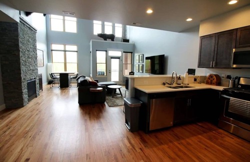 Salida Condo | Lofted condo on the boat ramp, downtown Salida, king bed plus super comfortable queen murphy bed and sleeper sofa. Two levels, two bathrooms, parking spot in garage included.