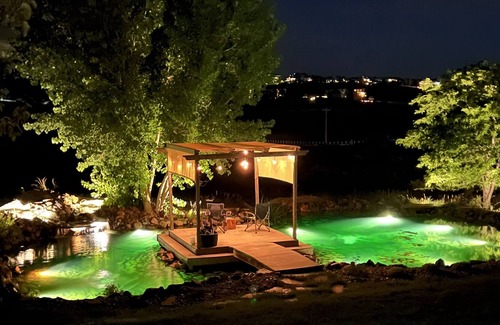 Parker House | Log Home with Mountain Views, Seasonal Pool and Pond
